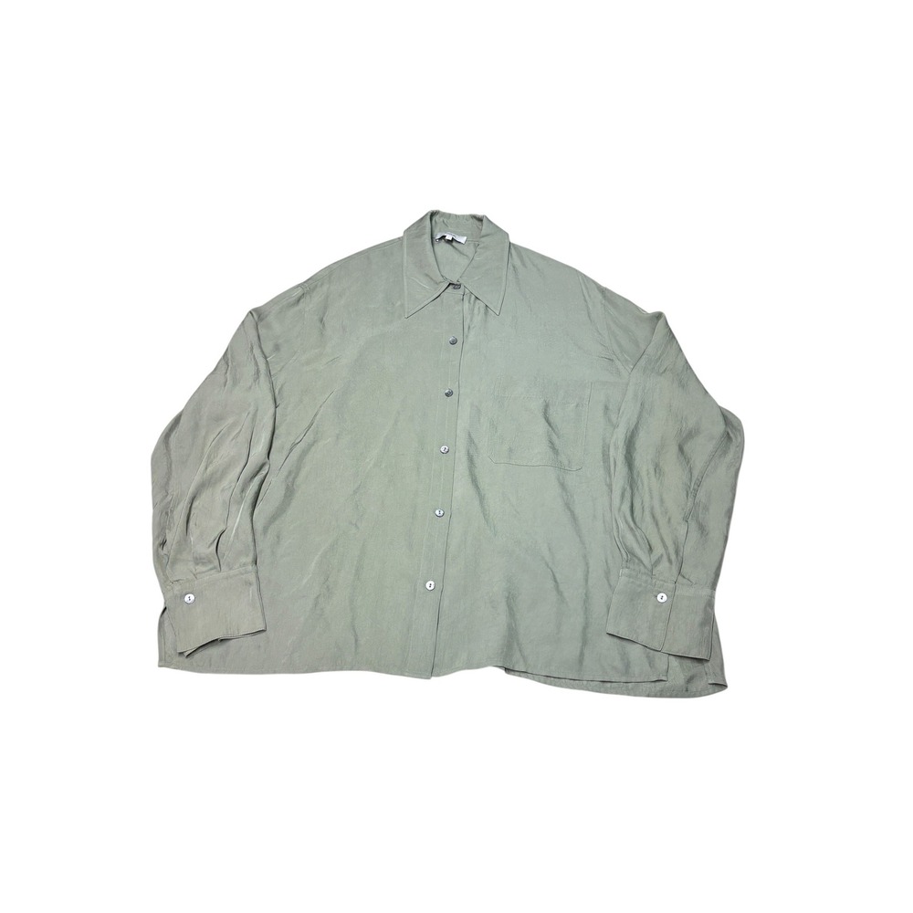 Vince Sage Green Triacetate Oversized Button Down Blouse V674712344 Womens Large